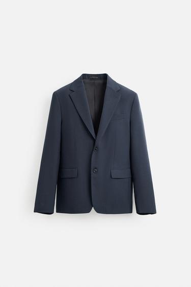 WOOL BLEND SUIT BLAZER - Blue / Steel by Zara
