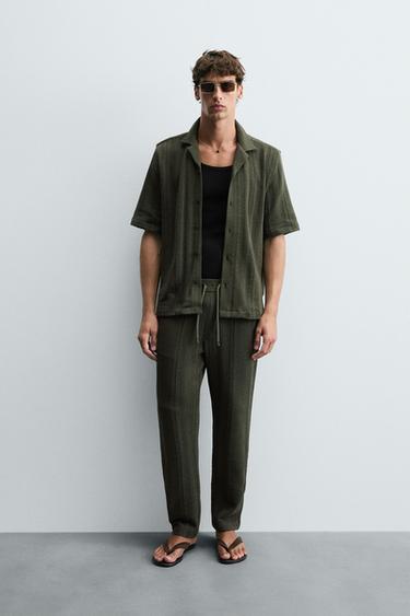 STRIPED TEXTURED SHIRT - Green by Zara - Image 0