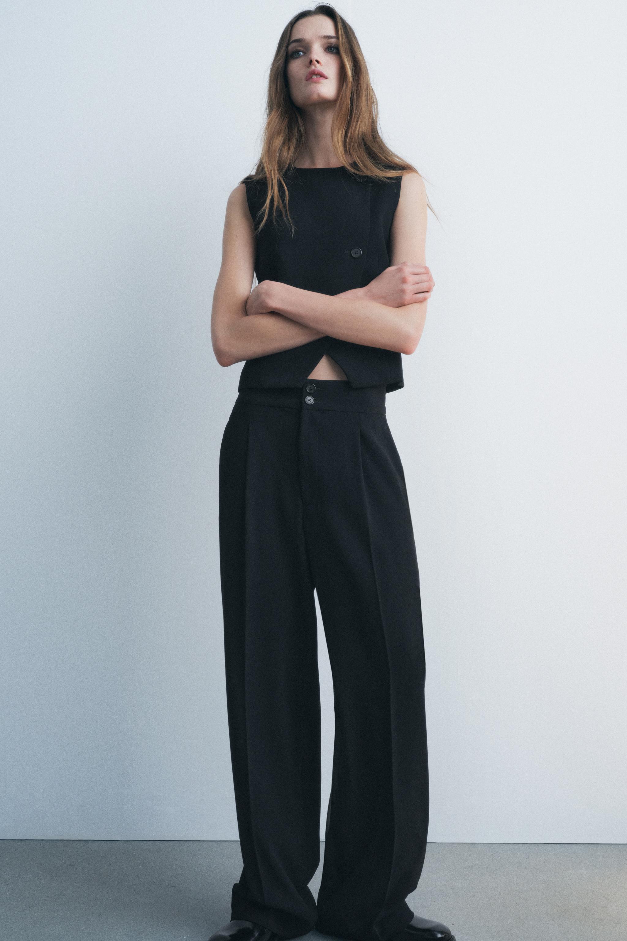 Black wide leg trousers zara on sale