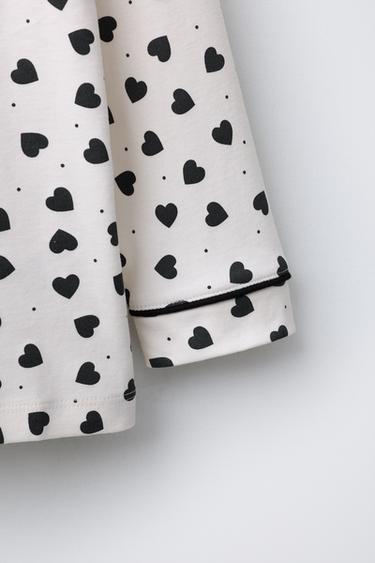 AGES 3-6 / HEART PRINT PYJAMAS - Black / Ecru by Zara - Image 7