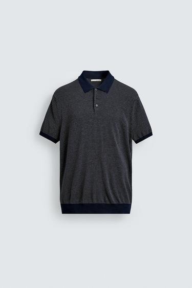 REGULAR FIT STRIPED KNIT POLO SHIRT - striped by Zara