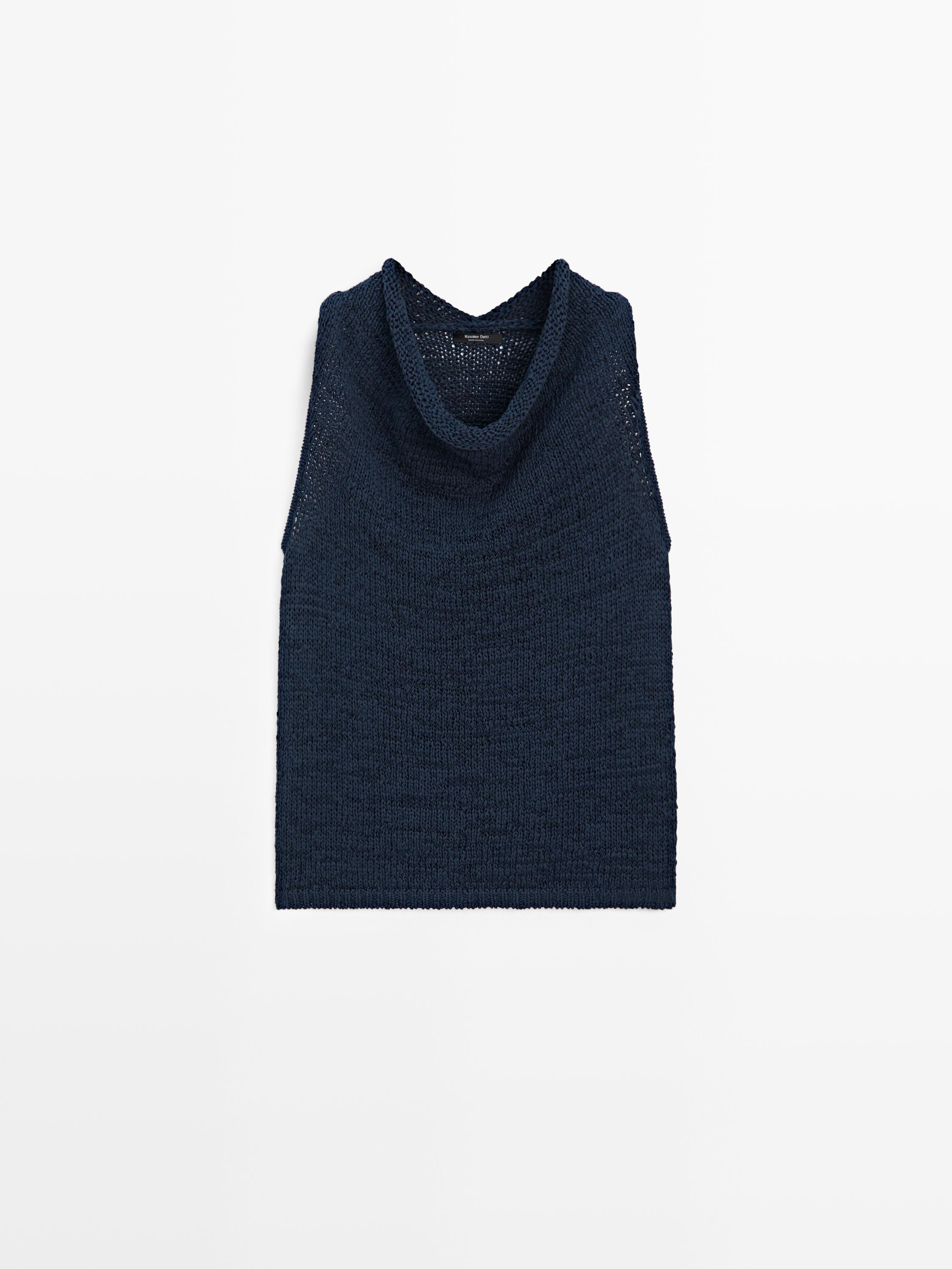 Knit top with draped neckline