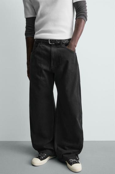 BALLOON FIT JEANS WITH ZIPS - Black by Zara