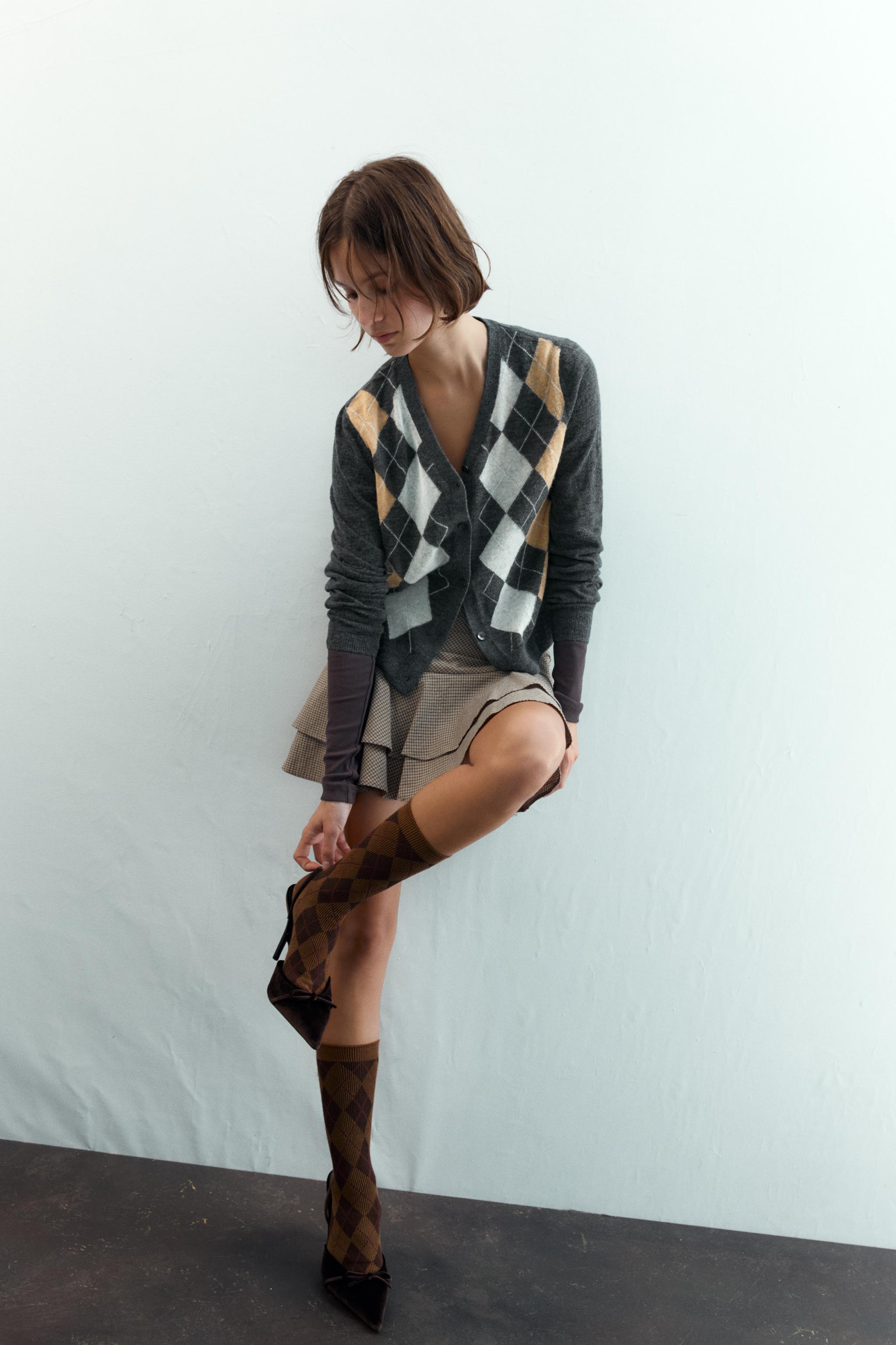 DIAMOND PATTERN COTTON SOCKS