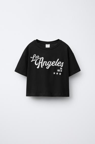 Zara TEXT PRINT T-SHIRT - Black