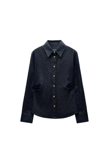 ZW COLLECTION PLEATED DENIM SHIRT