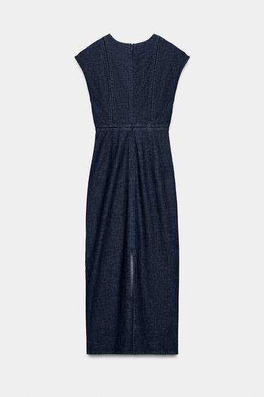 MIDI DRESS WITH LACE INSERTS - Blue by Zara - Image 5