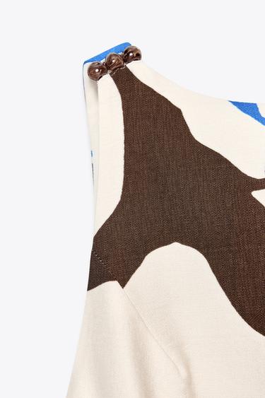 FLORAL PRINT BEADED TOP - Ecru / Blue by Zara - Image 5