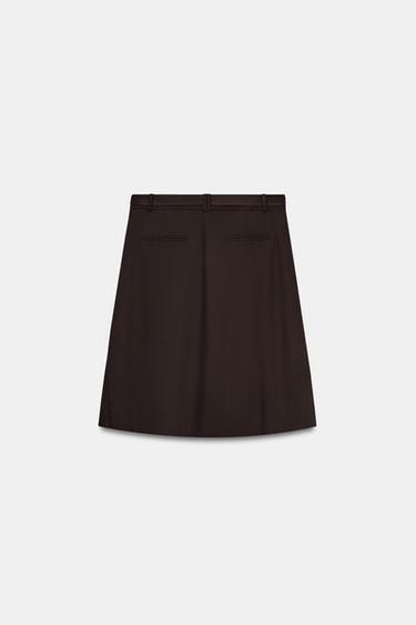 ZW COLLECTION BOX PLEAT MIDI SKIRT - Brown by Zara - Image 4