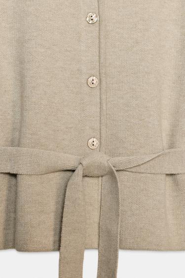 CARDIGAN WITH BELT AND SHORT SLEEVES - Taupe grey by Zara - Image 5