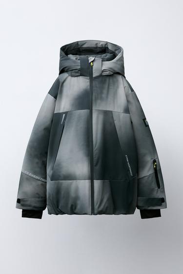 Zara TIE-DYE VETROBRANSKA I VODOOTPORNA JAKNA SA SKIDIVOM KAPULJAČOM SA RECCO® SISTEMOM, SKI KOLEKCIJA – Siva