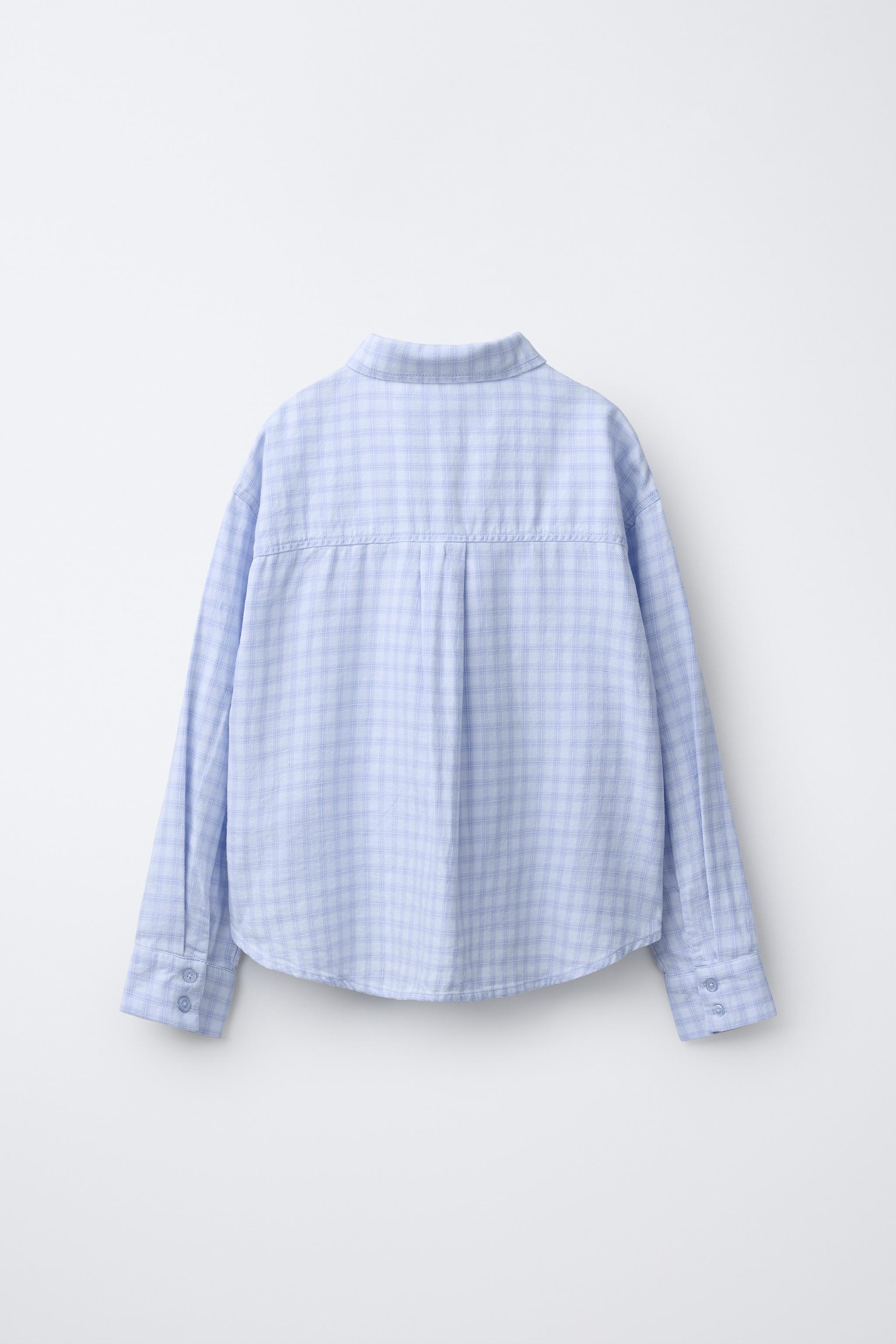 OVERSIZED PLAID SHIRT - Light blue | ZARA United States