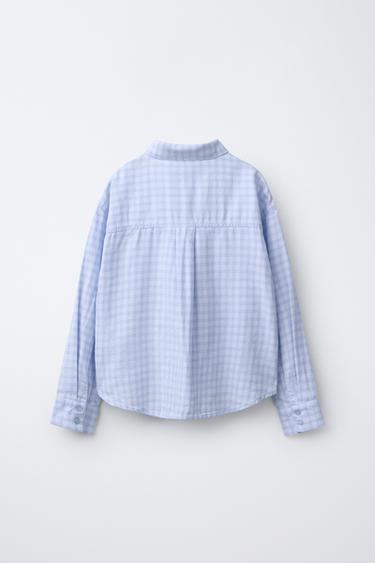 OVERSIZE CHECK SHIRT - Light blue by Zara - Image 1