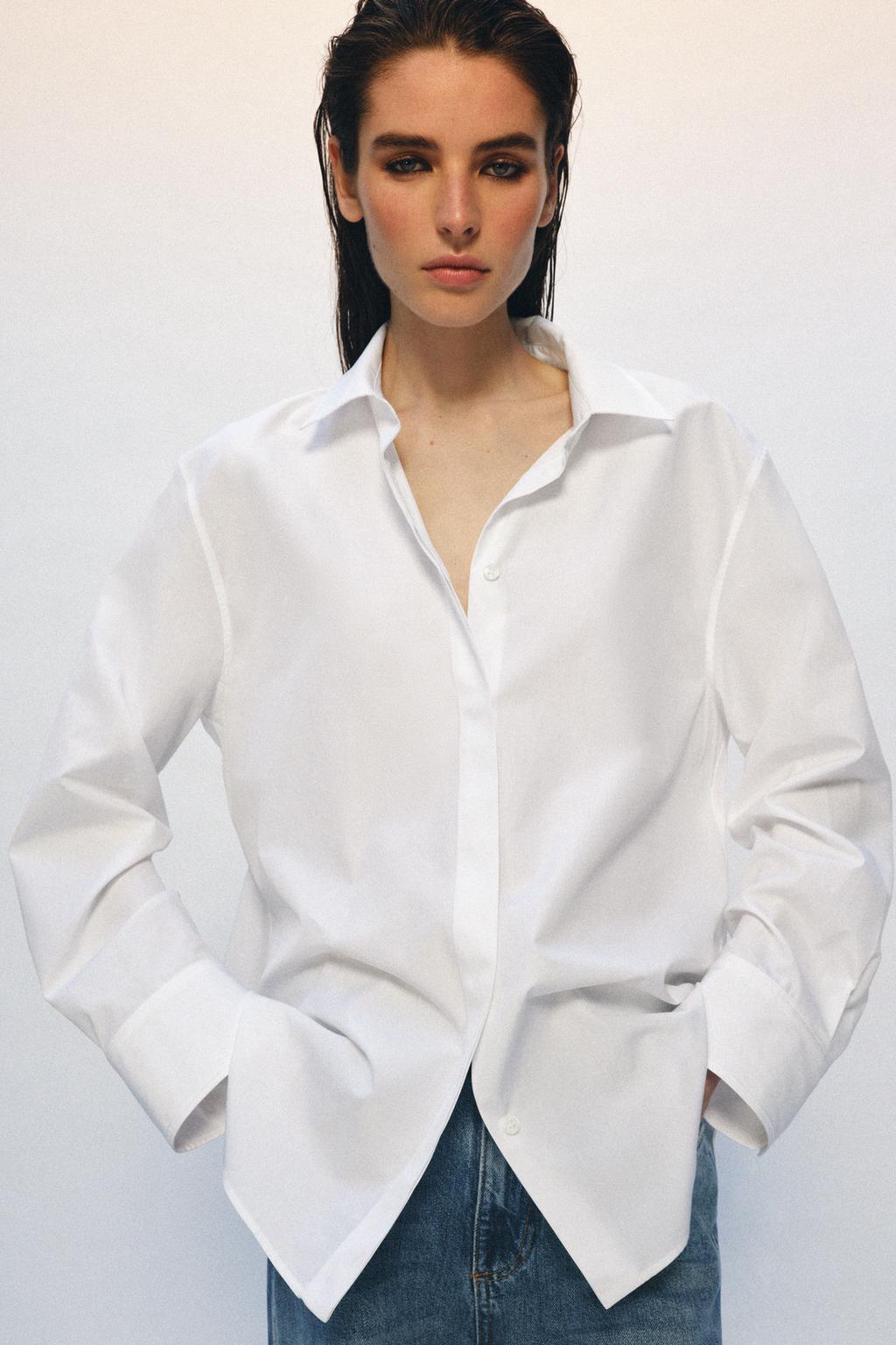 ZW COLLECTION SHOULDER PAD POPLIN SHIRT