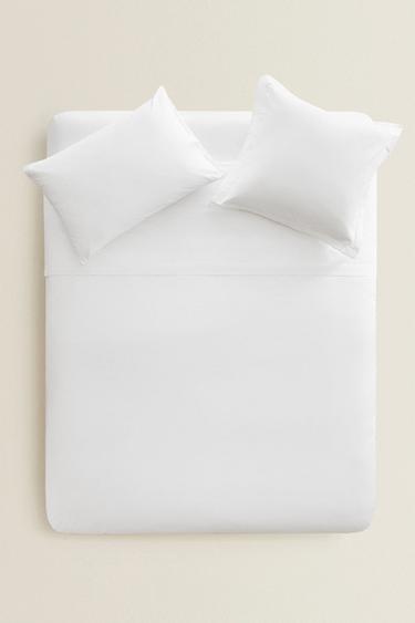 PERCALE DUVET COVER WITH FLANGE (500 THREAD COUNT) - White by Zara