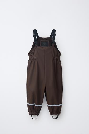 Zara 防潑水橡膠化吊帶褲 - 棕色