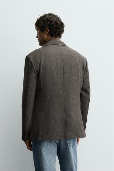 BLAZER STRUCTURÉ EN LAINE - Marron foncé de Zara - Image 2