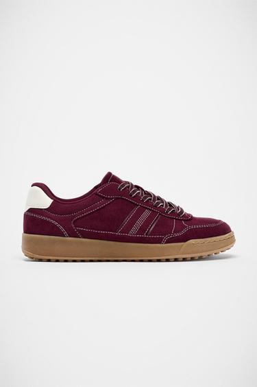 Zara CONTRAST SNEAKERS - Burgundy Red