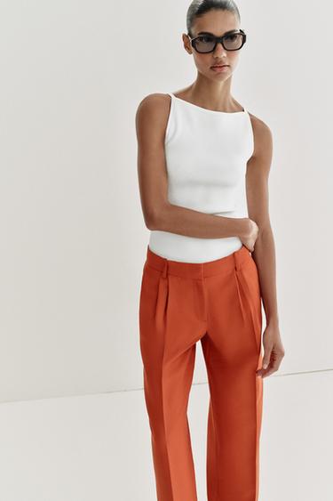 STRAIGHT-LEG DARTED TROUSERS - Dark orange by Zara - Image 2