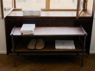 STEEL AND WOOD CONSOLE — Brown 1