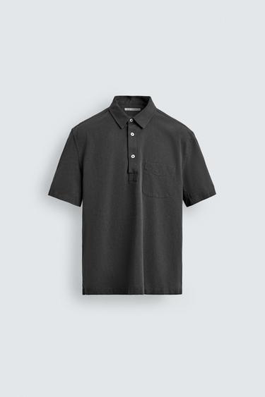 CAMISA POLO FLUIDA - Gris de Zara