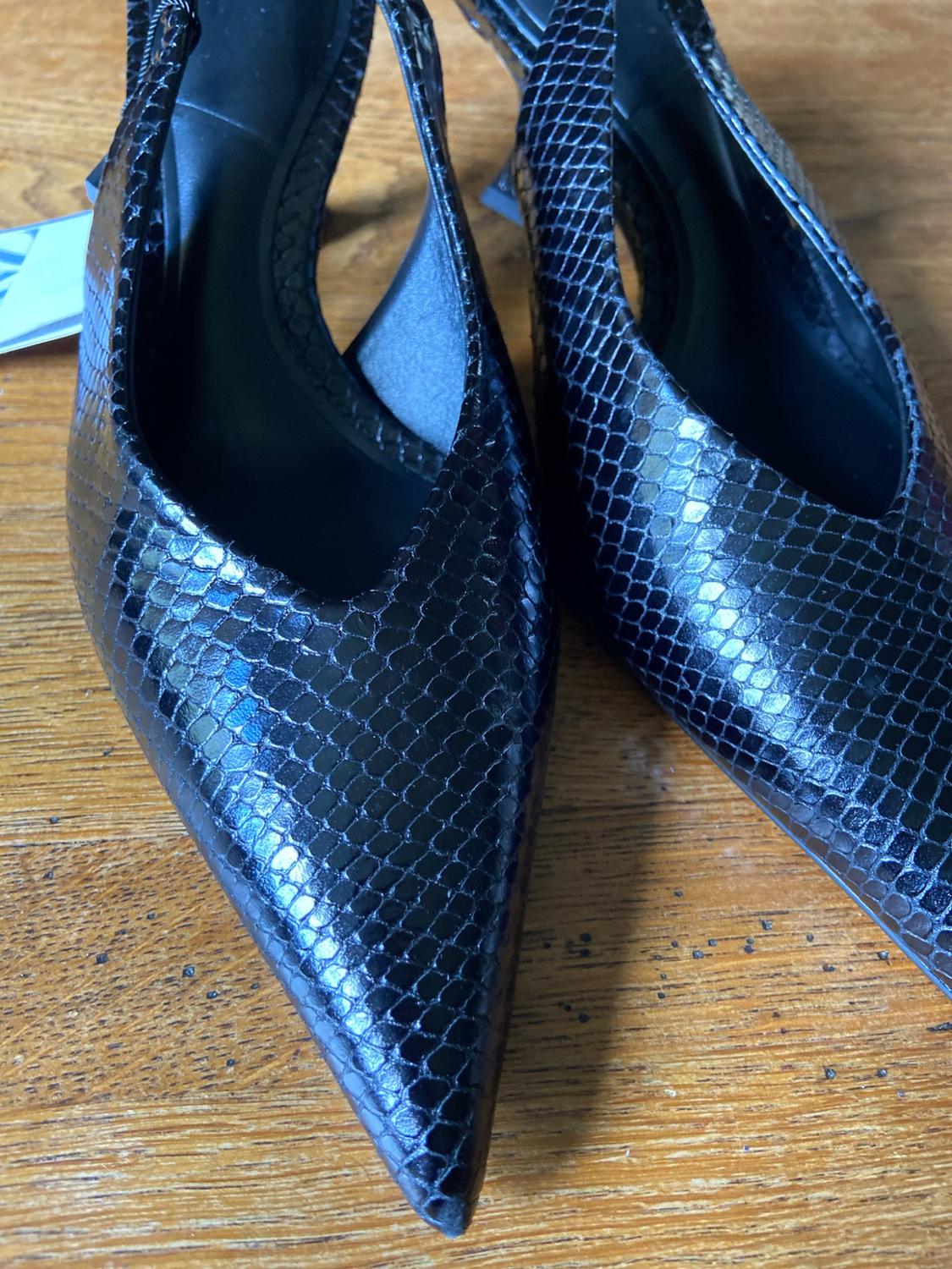 ANIMAL TEXTURE HEELED SLINGBACK SHOES - Image 6