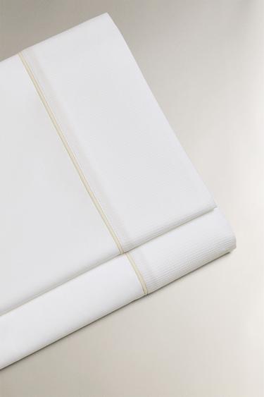 PIQUÉ FLAT SHEET WITH PIPING - White by Zara - Image 4