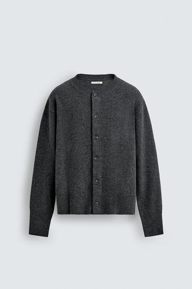 RELAXED FIT WOOL BLEND CARDIGAN - Grey by Zara