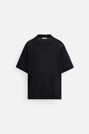 POLO EN MAILLE AVEC VISCOSE - Bleu marine foncé de Zara