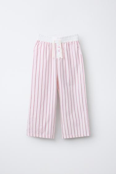 PANTALÓN ESTAMPADO RAYAS - Rosa de Zara - Imagen 0