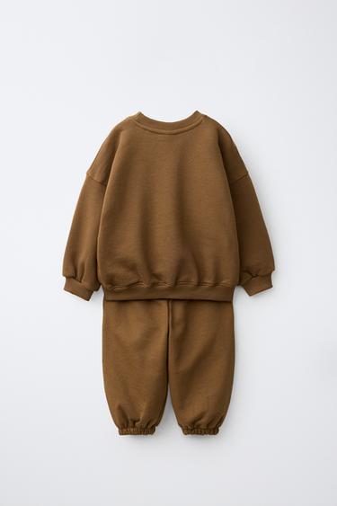 SOLID SWEATSHIRT AND JOGGER PANTS SET — Caramel 2