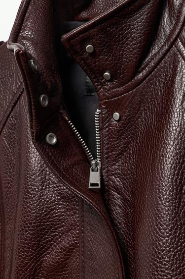 BOMBER EN CUIR 100 % ZW COLLECTION LIMITED EDITION - Grenat de Zara - Image 6