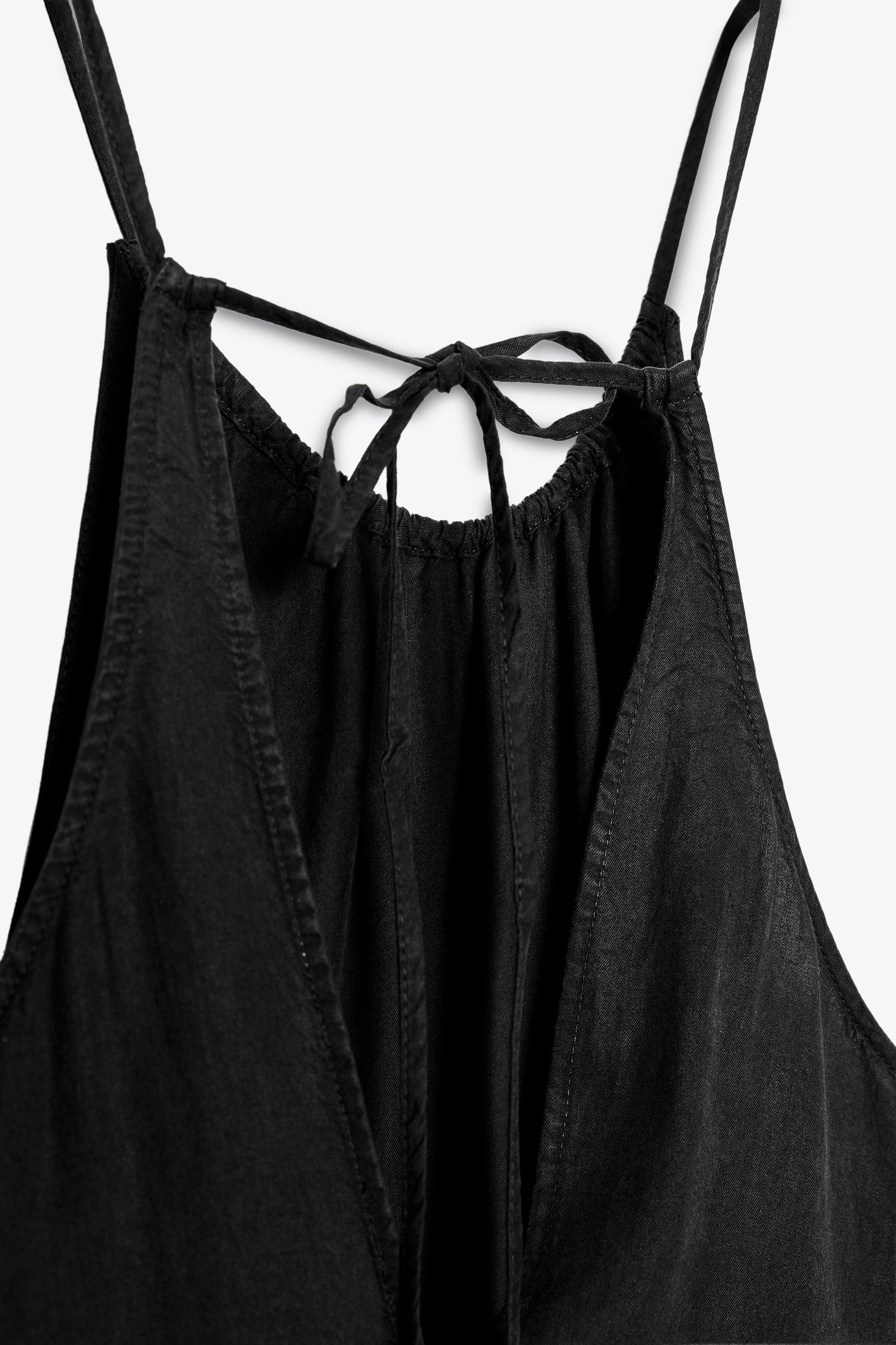 ギャザー入りホルターネックワンピース - ブラック | ZARA Japan