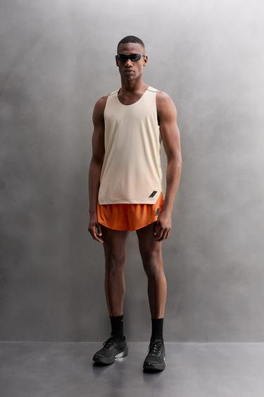 Zara COLOR BLOCK TECHNICAL TANK TOP - Oyster-white