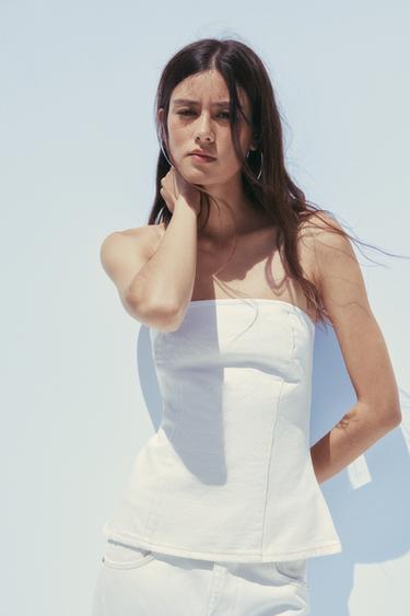 TOP BANDEAU DENIM TRF - Blanc de Zara - Image 1