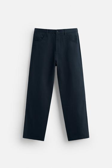 COTTON - LYOCELL TROUSERS - Navy blue by Zara - Image 6