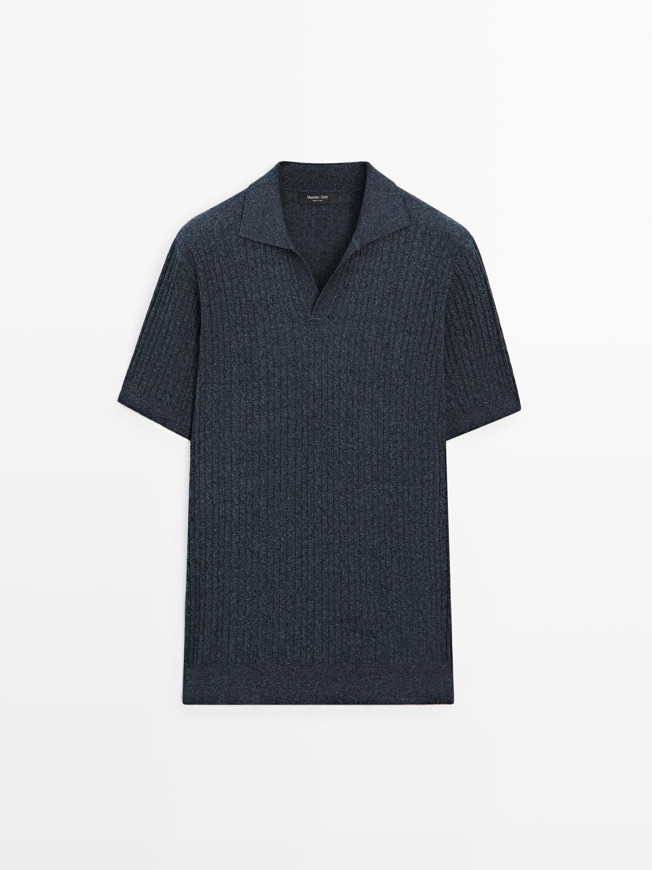 Polo en maille à manches courtes détail tressé
