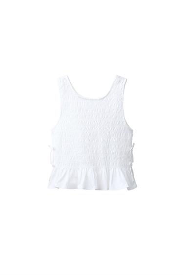 TOP WITH ELASTICATED BOWS - White by Zara