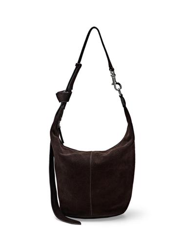 Zara Split suede leather bucket bag - Chocolate