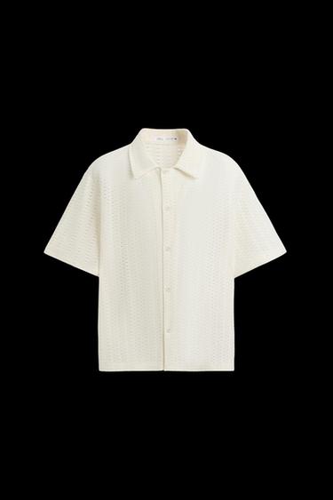 CAMISA JACQUARD GEOMÉTRICO - Crudo de Zara