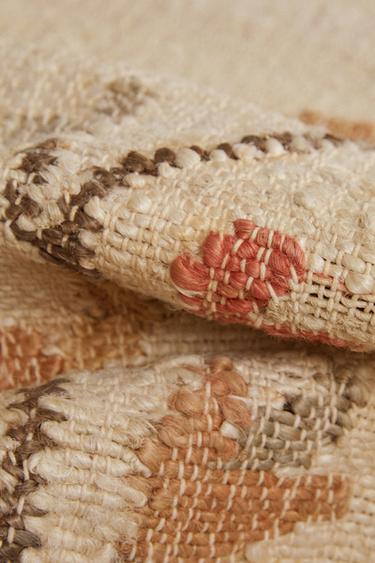 FLORAL JUTE RUG - Light beige by Zara