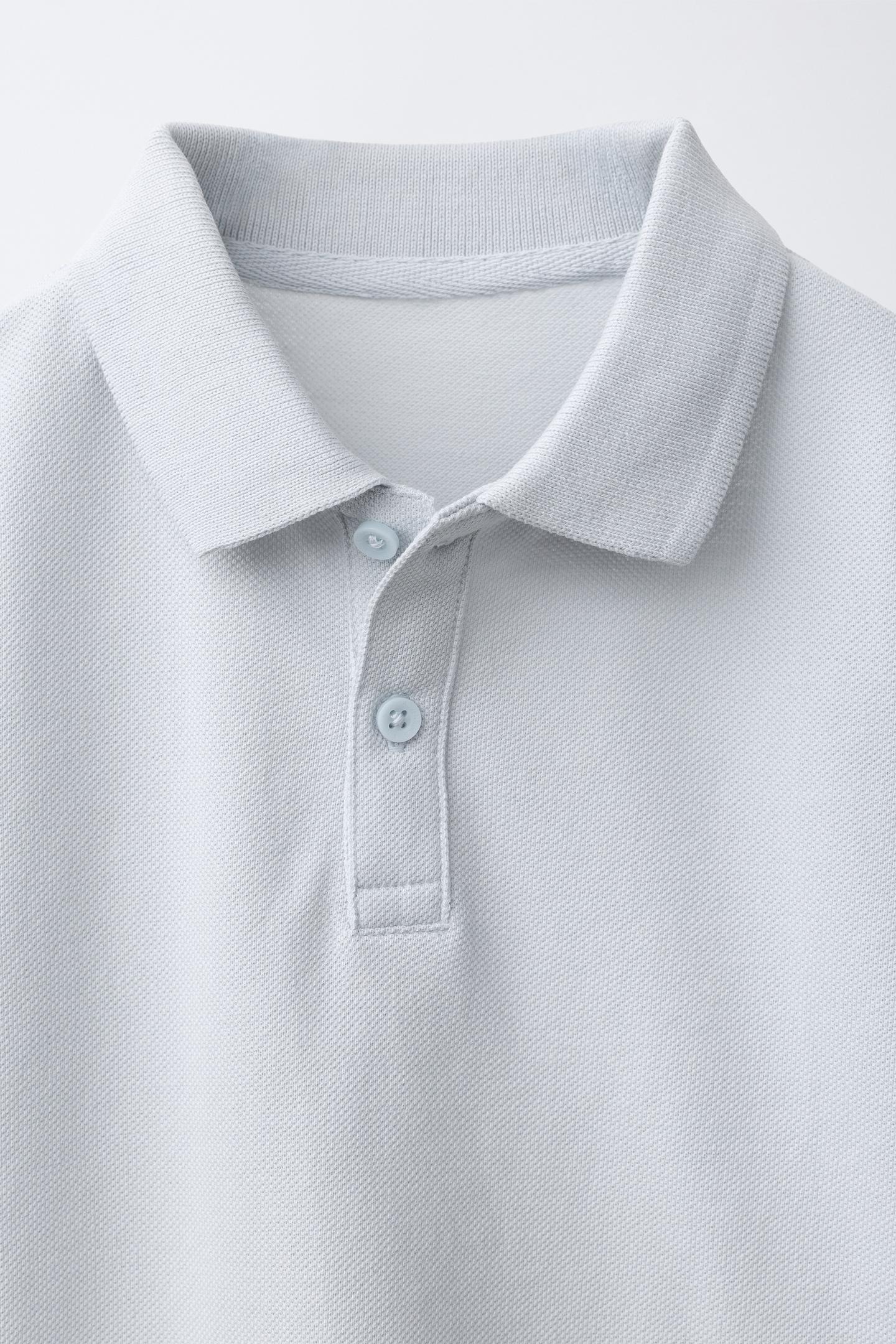 Детское поло Zara Solid PiquÉ Polo Shirt, цвет: Светлый синий — фото 3