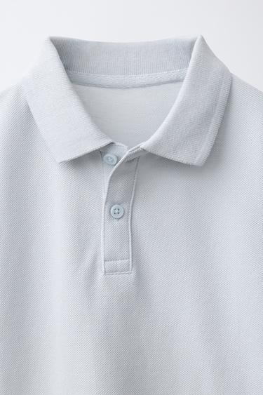 POLO PIQUÉ LISO - Azul claro de Zara