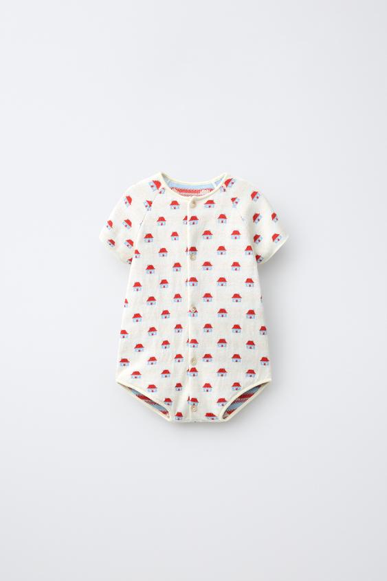 BODY EN MAILLE JACQUARD PETITES MAISONS - Écru de Zara - Image 0