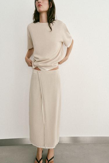 JUPE PARÉO EN MAILLE BIMATIÈRE - Beige clair de Zara - Image 2