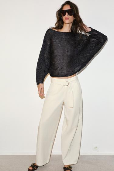 БРЮКИ BAGGY С ПОЯСОМ — ЭКРЮ от Zara