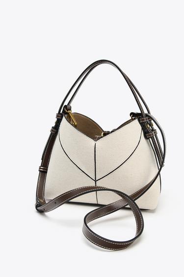 MINI SAC SHOPPER CANVAS CONTRASTE - Écru de Zara - Image 2