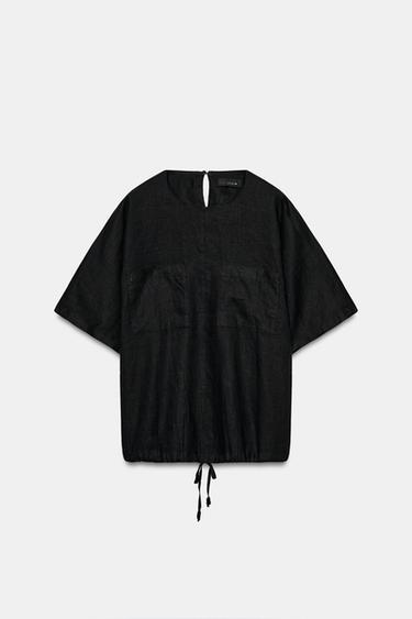 TOP LINO CORDONES ZW COLLECTION - Negro de Zara