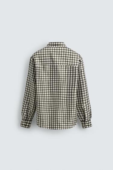 RAMIE AND SILK CHECK SHIRT - Mid-green by Zara - Image 8