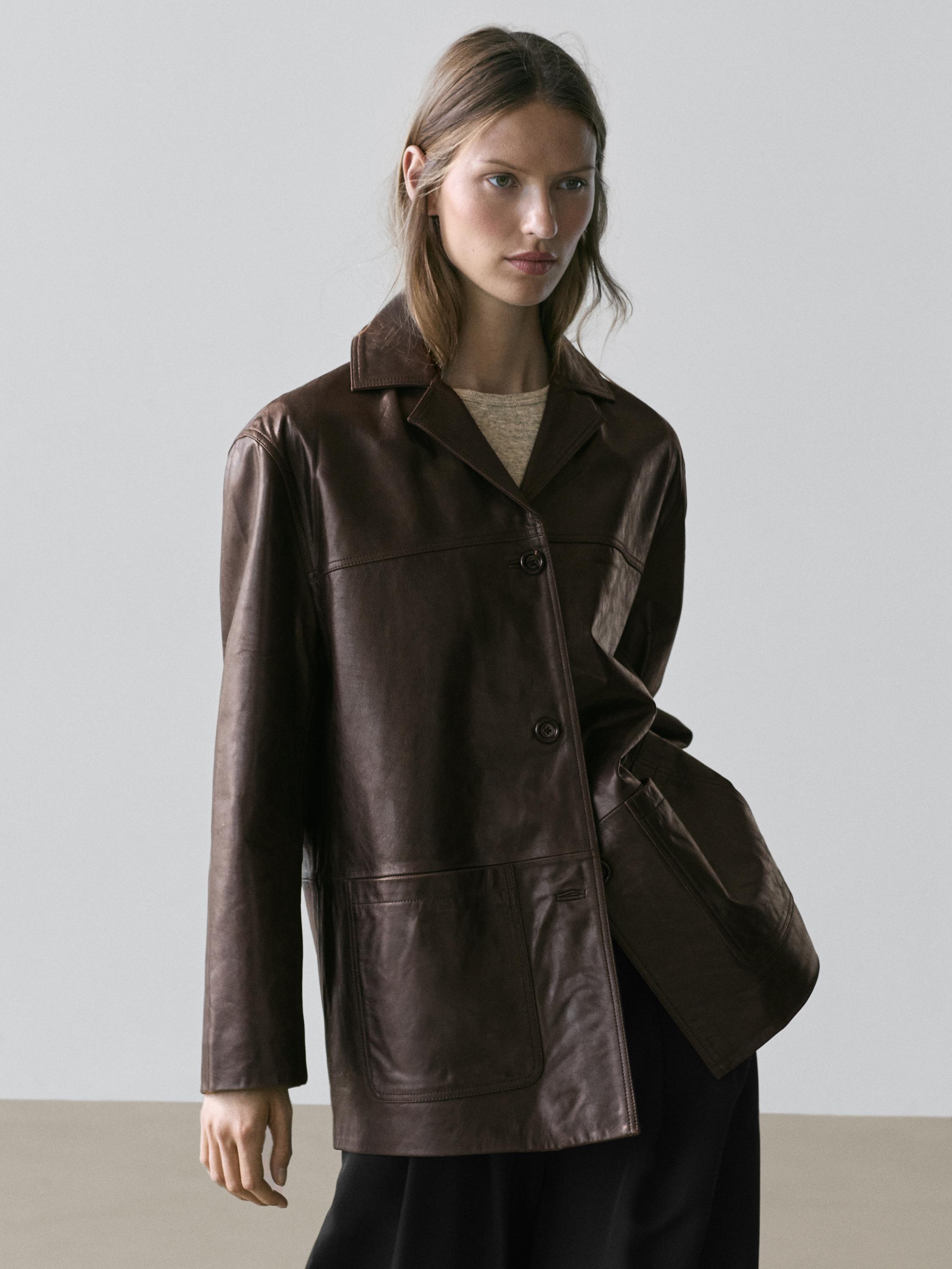 100% nappa leather blazer with buttons